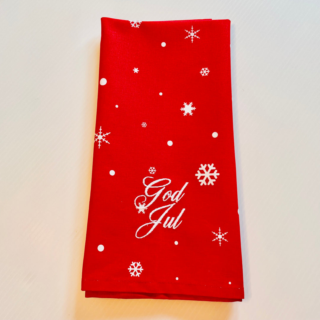 Dish Towel - God Jul Snowflakes