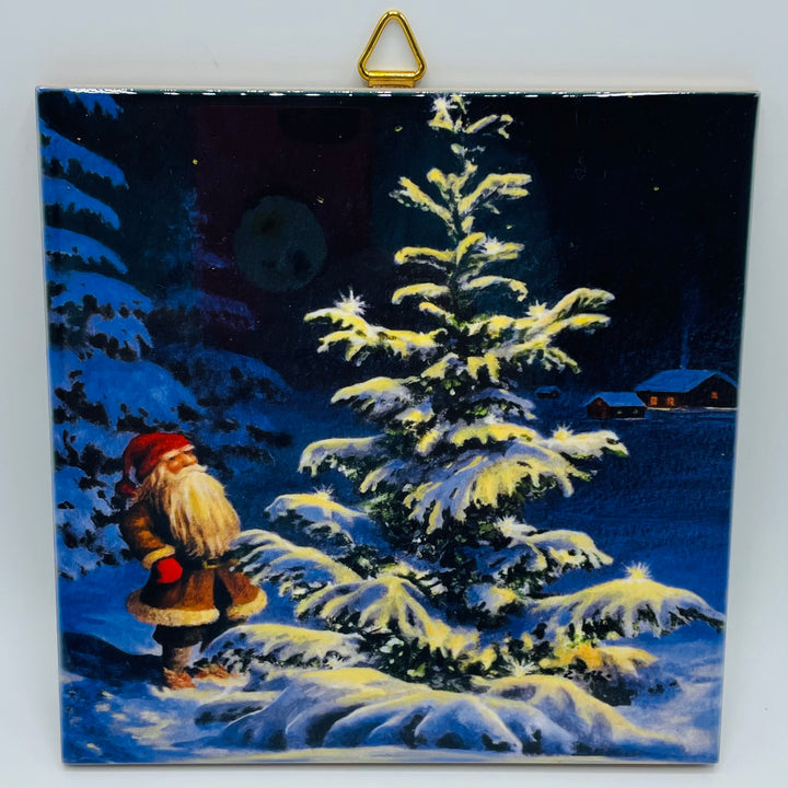 6" Ceramic Tile, Jan Bergerlind Tomte at tree