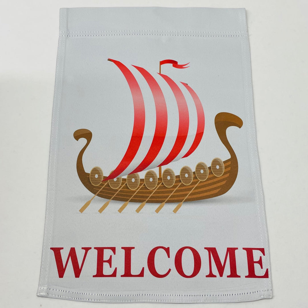 Welcome Viking ship garden flag