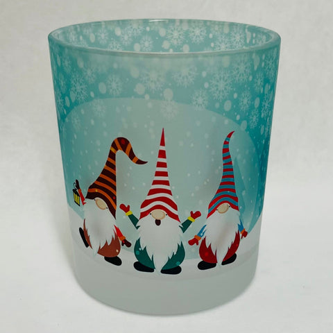 Frosted Glass Votive  - Gnomes