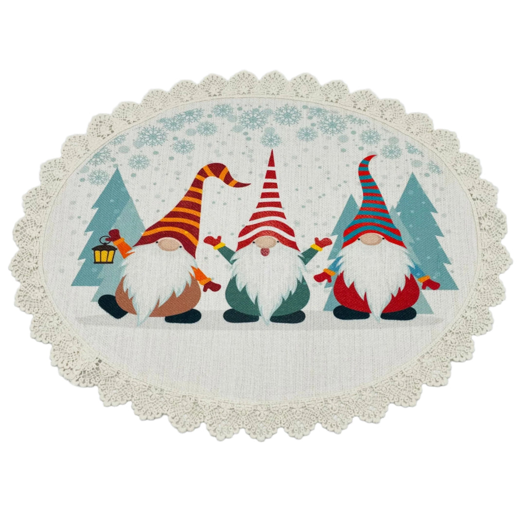 Oval Doily - Three Gnomes