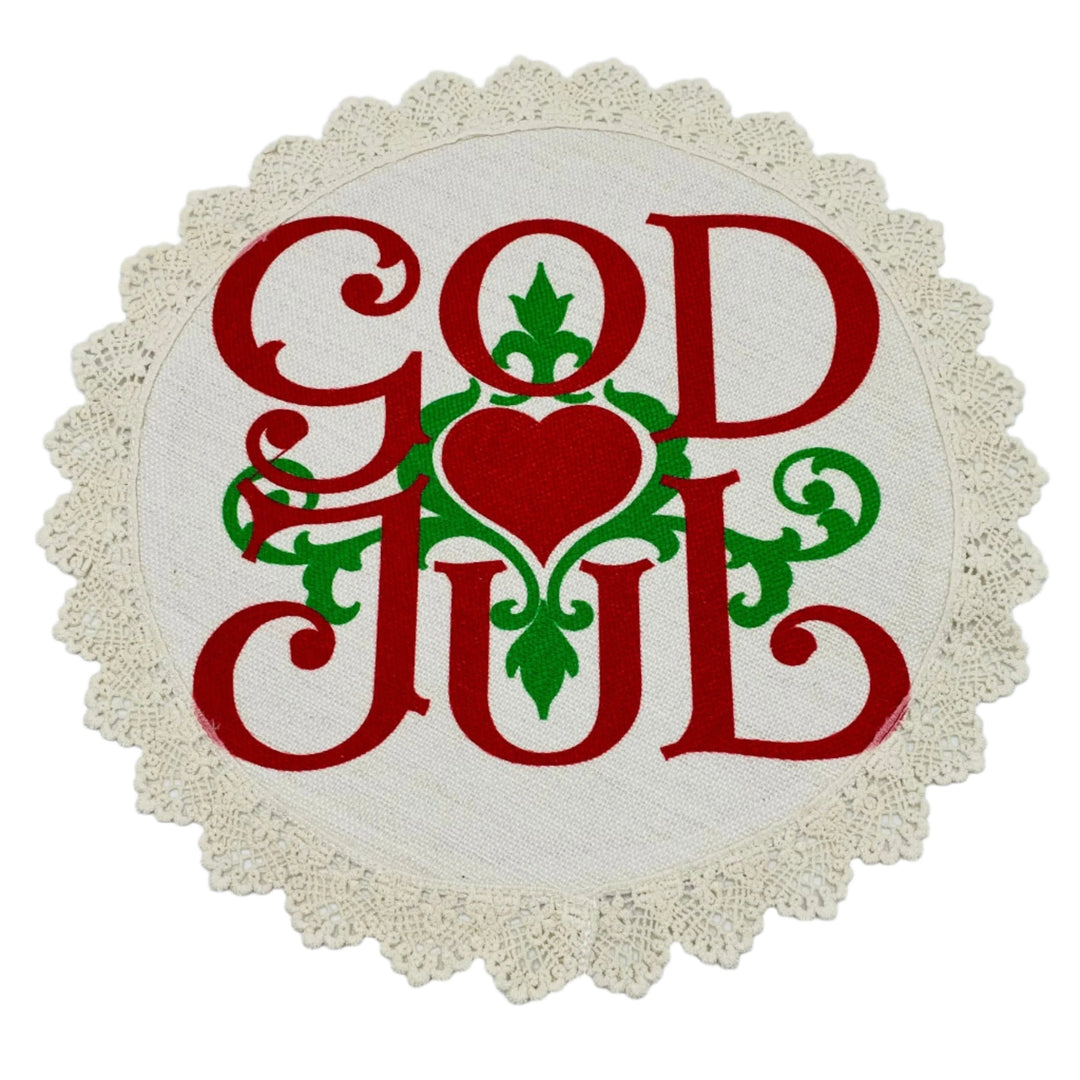 Round Doily - God Jul Scroll