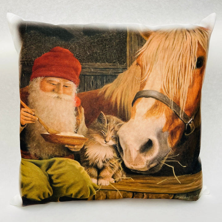 Pillow - Jan Bergerlind Gnome Tomte with horse & kitten