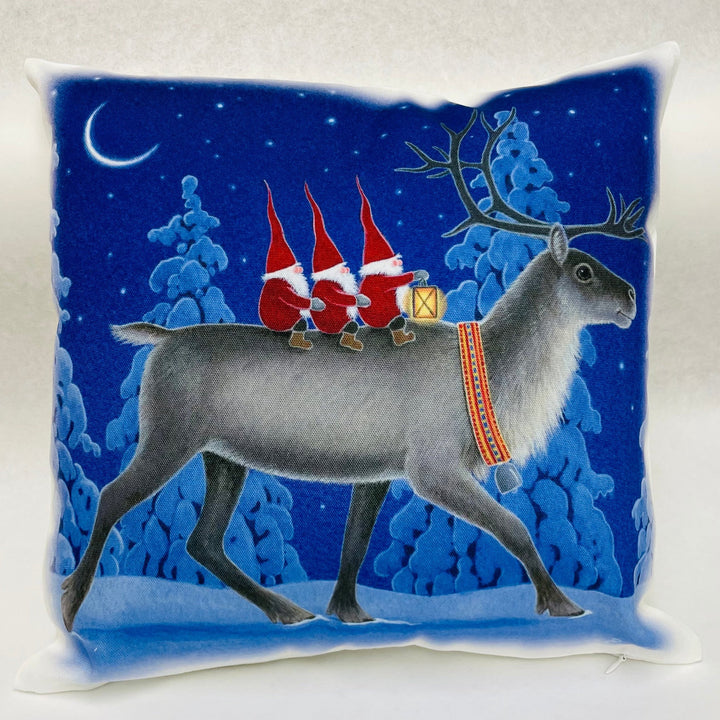 Pillow - Eva Melhuish Gnome Tomtar on Reindeer