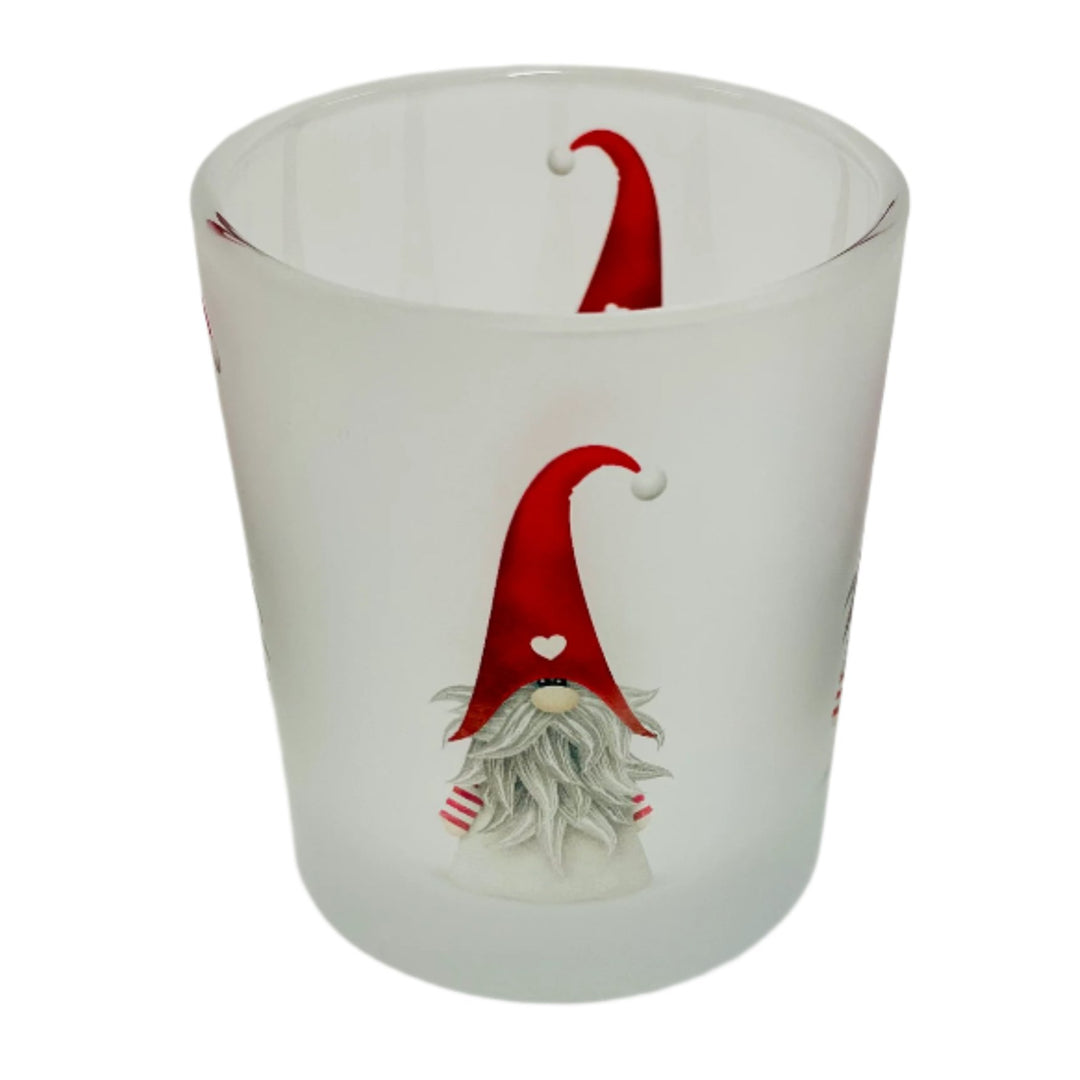 Frosted Glass Votive  - Gnomes