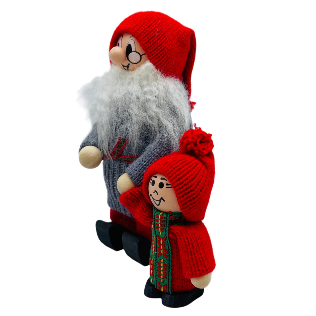 Swedish Tomte Grandpa holding little tomte's hand