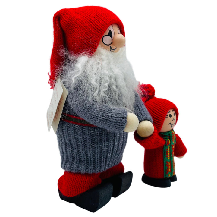 Swedish Tomte Grandpa holding little tomte's hand