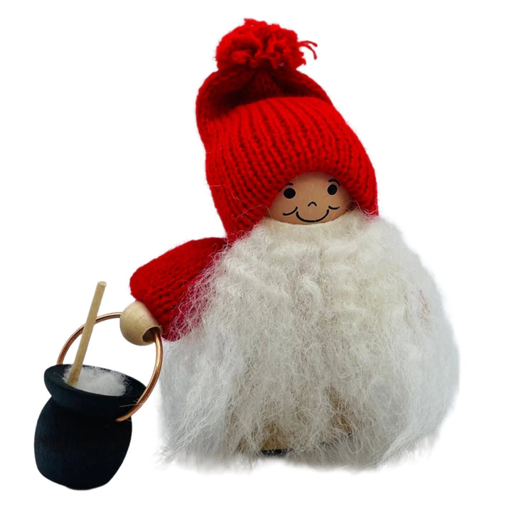 Swedish tomte with bucket of porridge