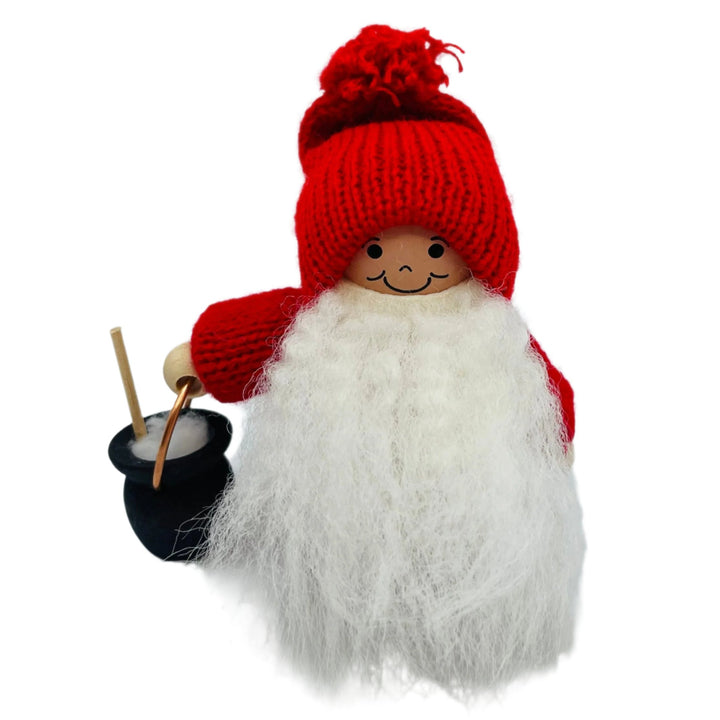 Swedish tomte with bucket of porridge