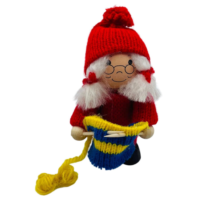 Swedish tomte lady knitting