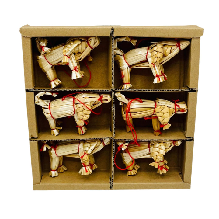 Mini Straw pig ornaments - Box of 6