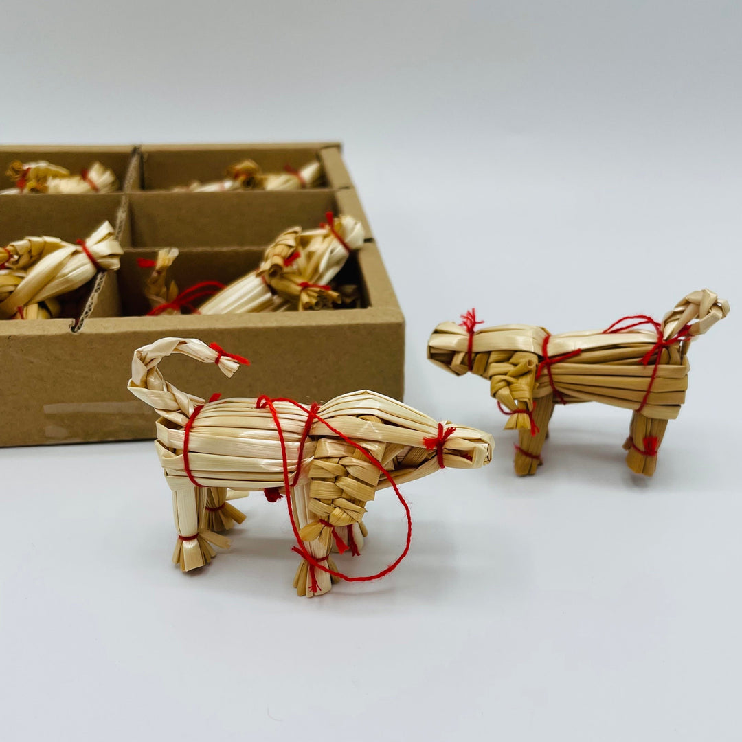 Mini Straw pig ornaments - Box of 6