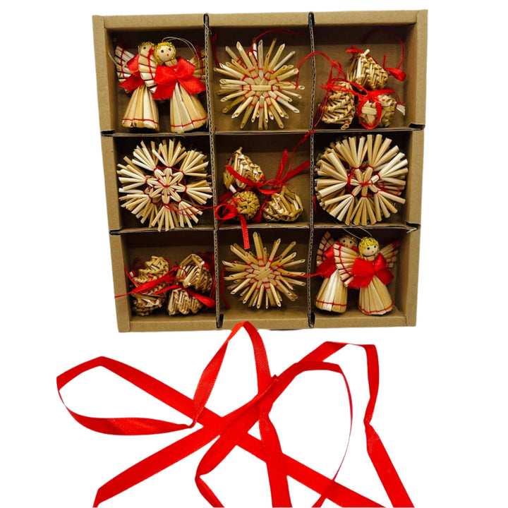 Straw ornament set - 30 pc set.