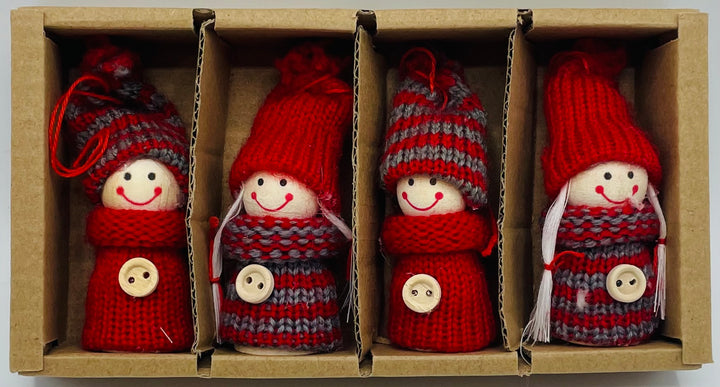 Gnomes with buttons ornaments - set of 4