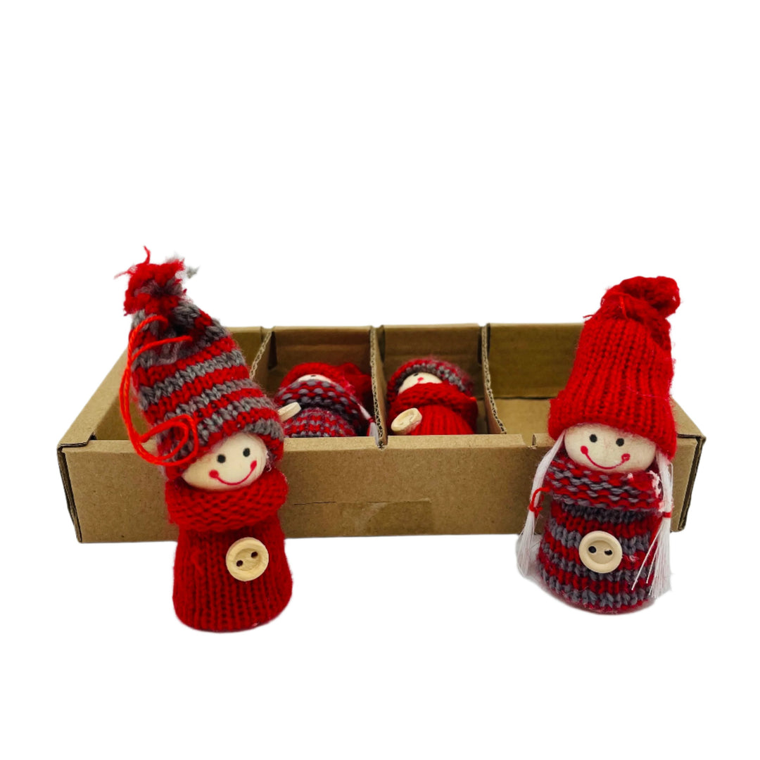 Gnomes with buttons ornaments - set of 4