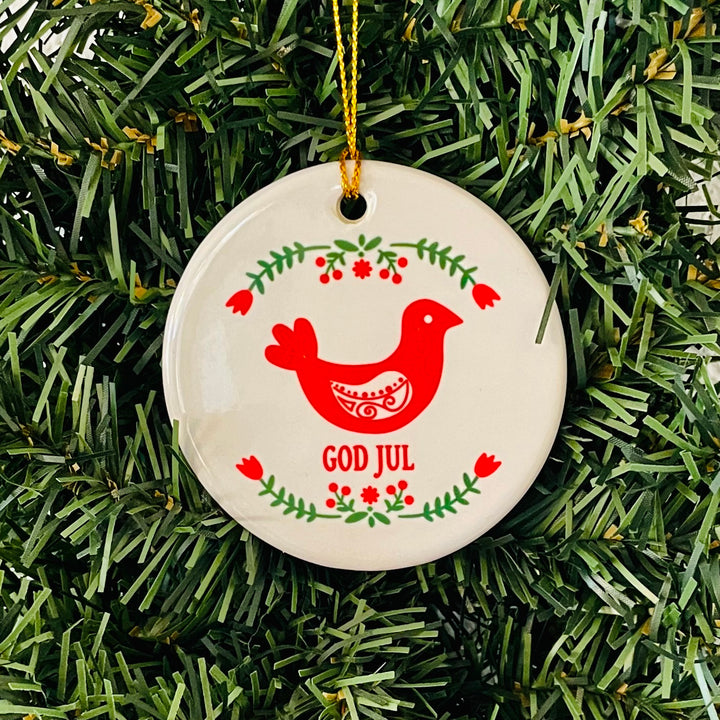 Ceramic Ornament, God Jul bird