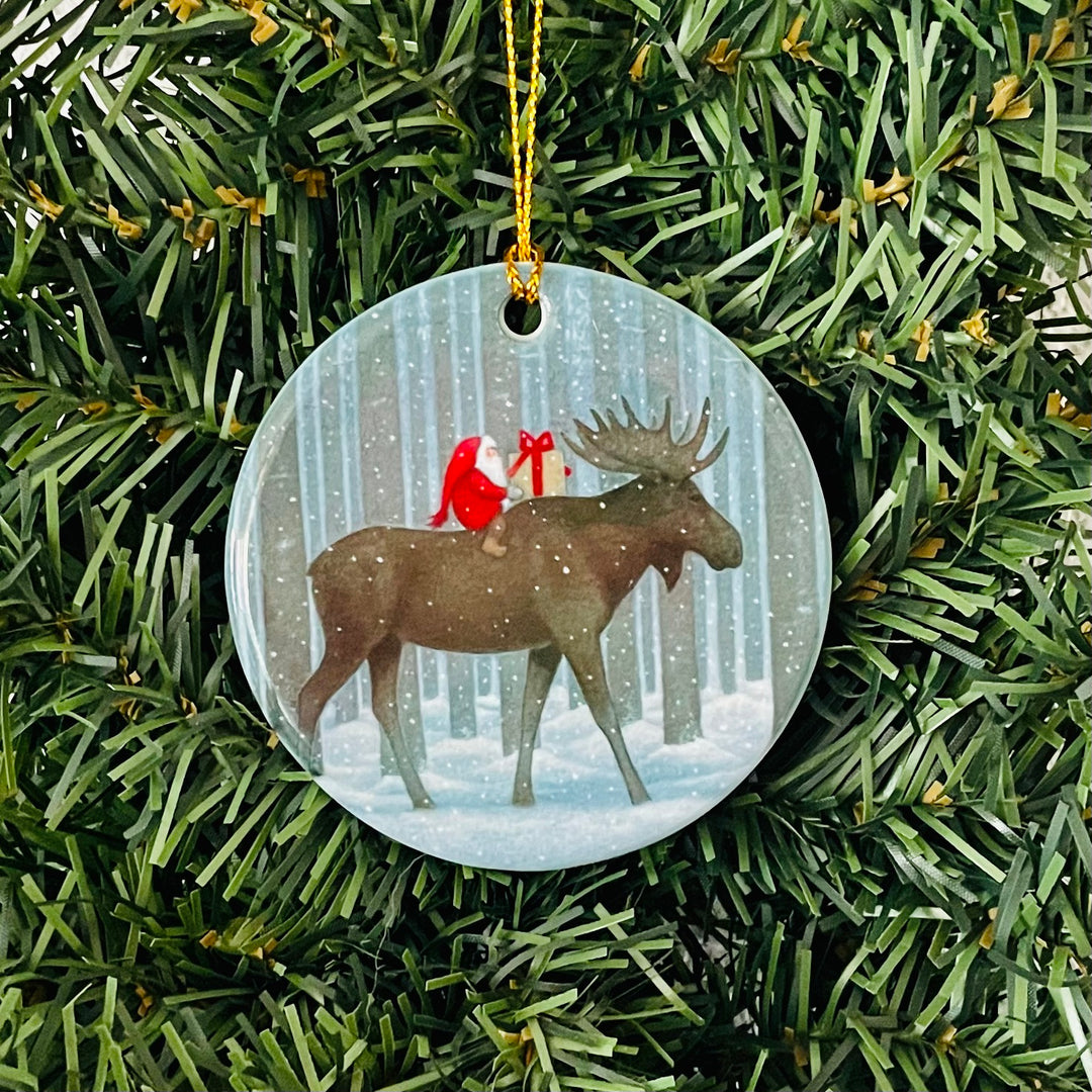 Ceramic Ornament, Eva Melhuish Tall Trees with Moose