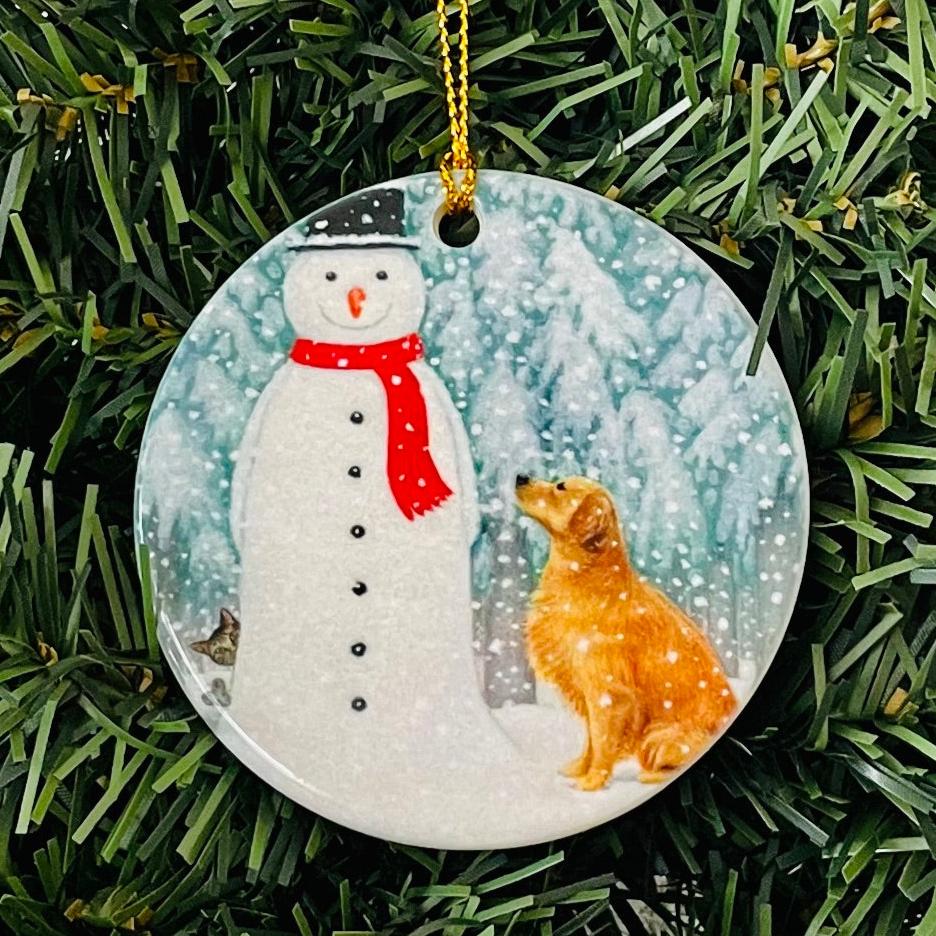 Ceramic Ornament, Eva Melhuish Snowman & Golden