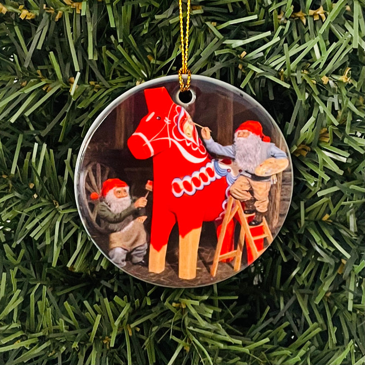 Ceramic Ornament, Jan Bergerlind Tomtar painting Dala horse