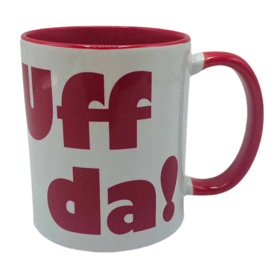 Uff Da! coffee mug with red handle