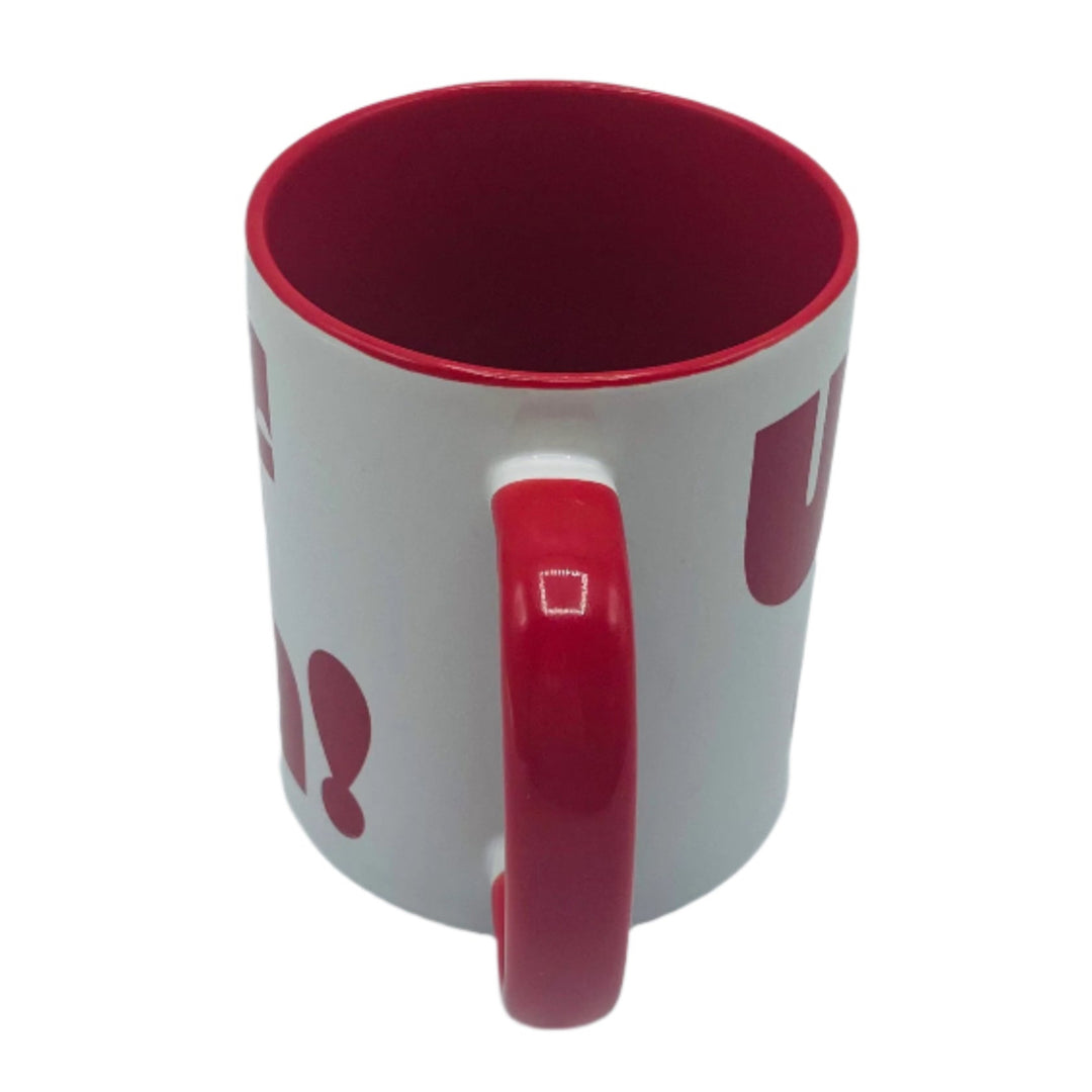 Uff Da! coffee mug with red handle