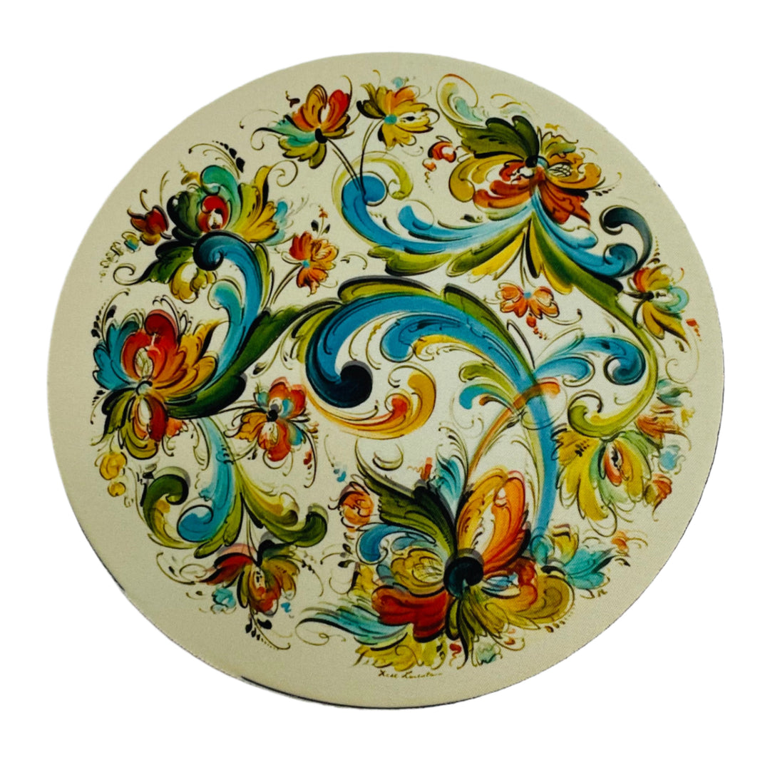 Lise Lorentzen Rosemaling Round Mouse Pad