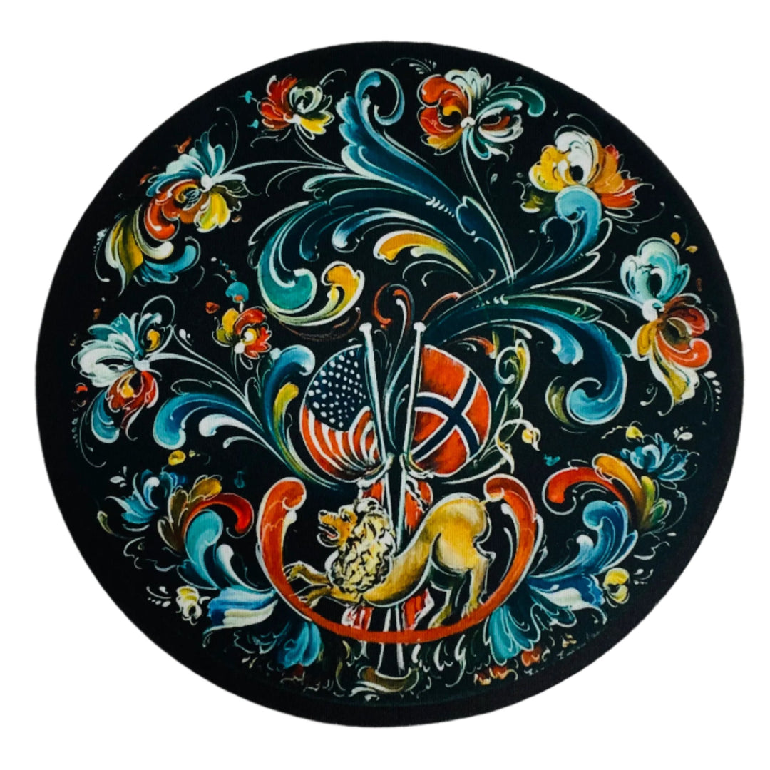 Lise Lorentzen Rosemaling Round Mouse Pad