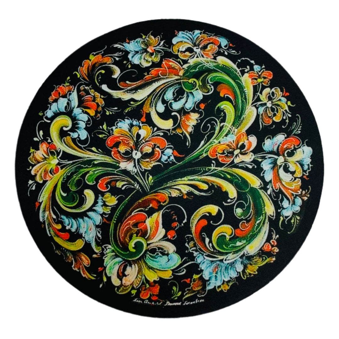 Lise Lorentzen Rosemaling Round Mouse Pad