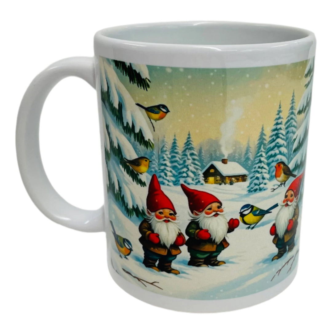 Gnomes & Birds coffee mug