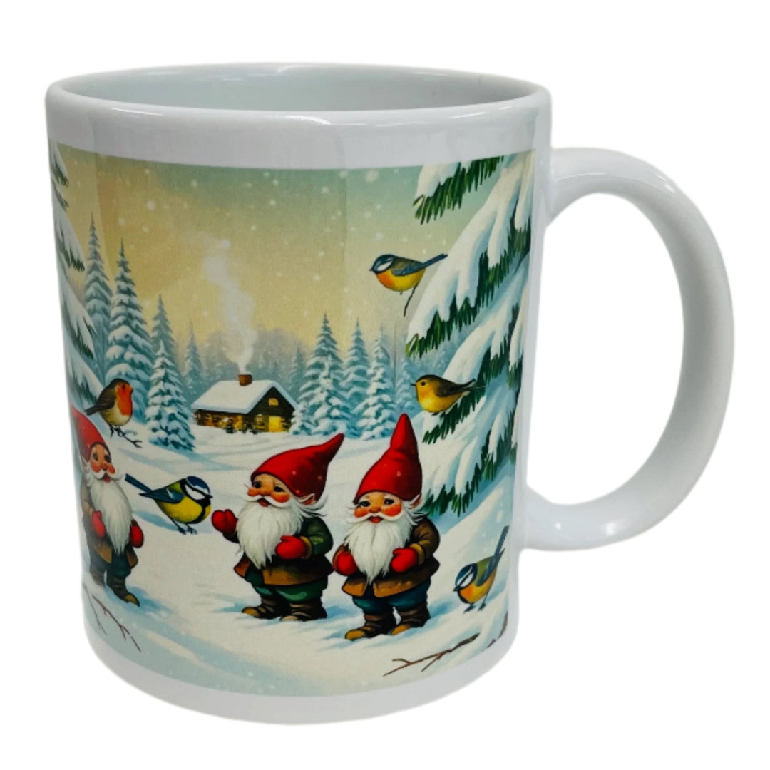 Gnomes & Birds coffee mug