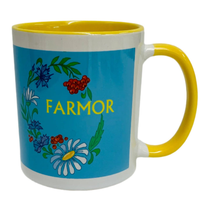 Farmor Floral coffee mug with yellow handle