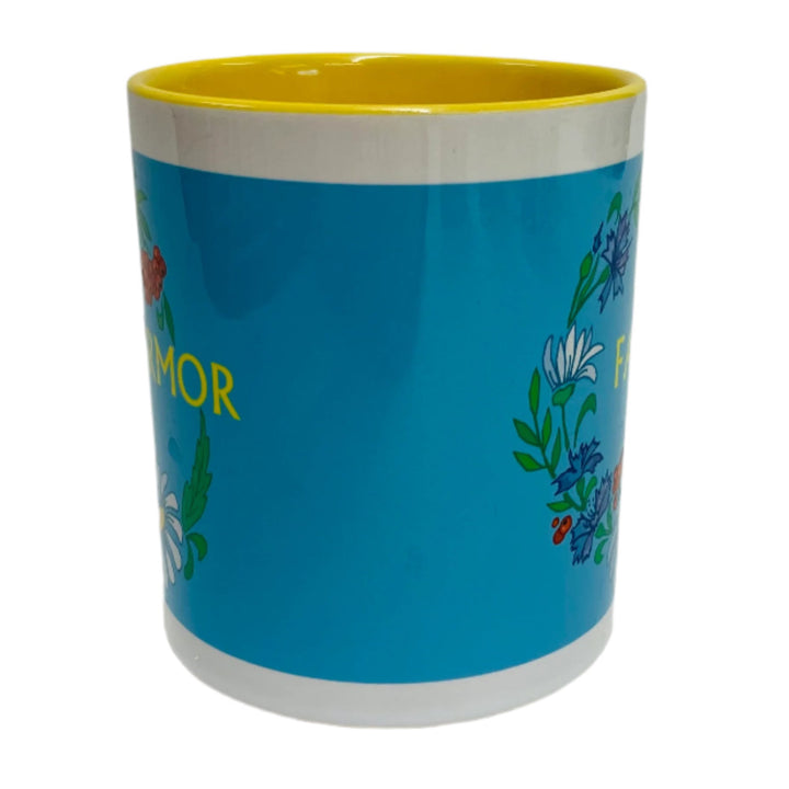 Farmor Floral coffee mug with yellow handle