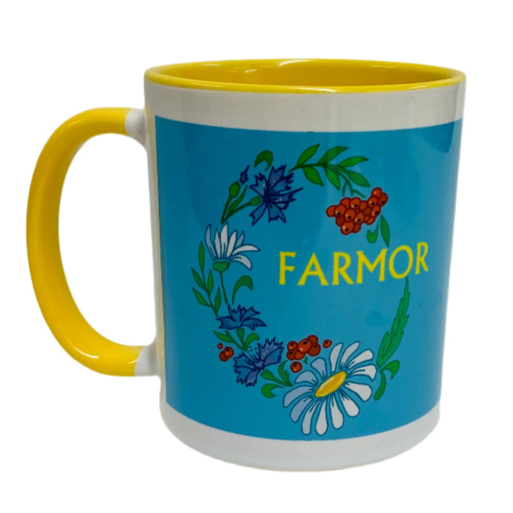Farmor Floral coffee mug with yellow handle