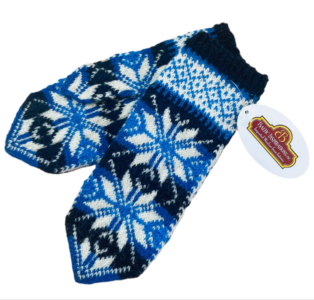 Wool Snowflake Hand Knit Mittens from Estonia