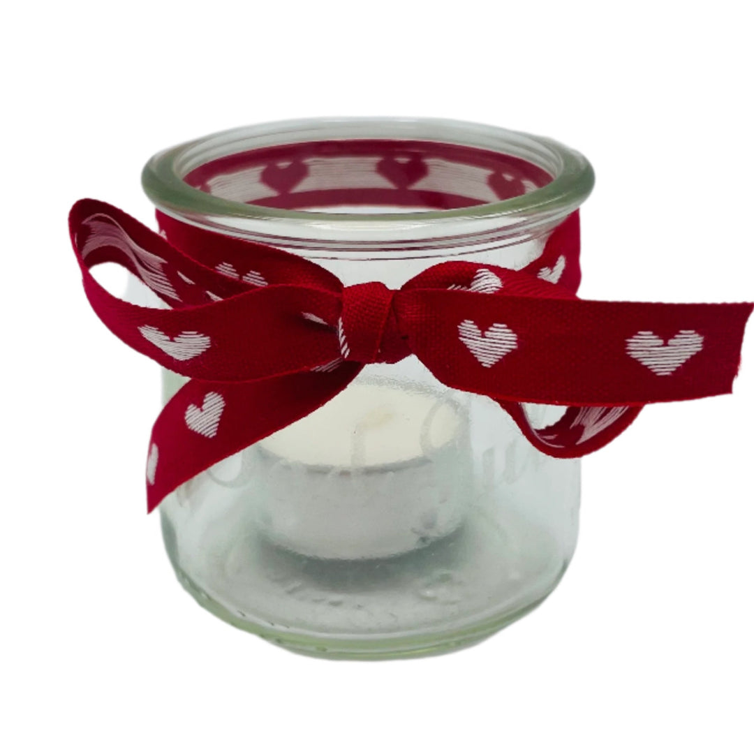 God Jul Glass Votive with Swedish Ribbon