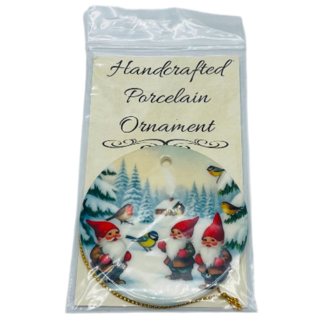 Ceramic Ornament, Gnomes with Birds