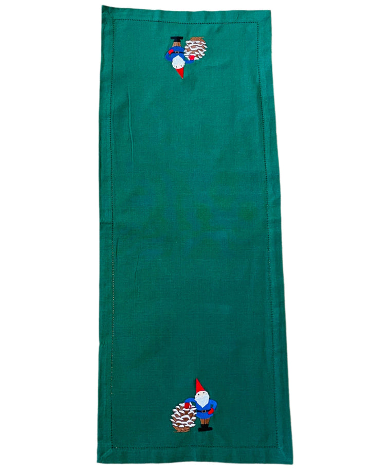 Gnome and Pinecone on Green 36" Runner