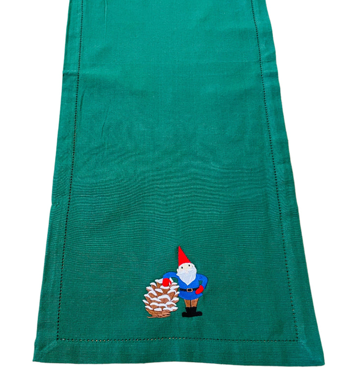 Gnome and Pinecone on Green 36" Runner