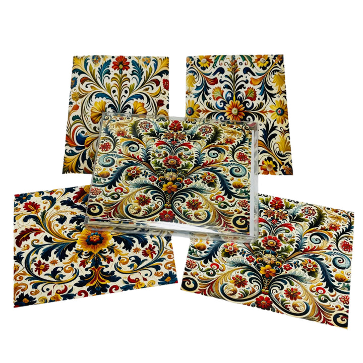 Boxed Note cards, Vintage Rosemaling