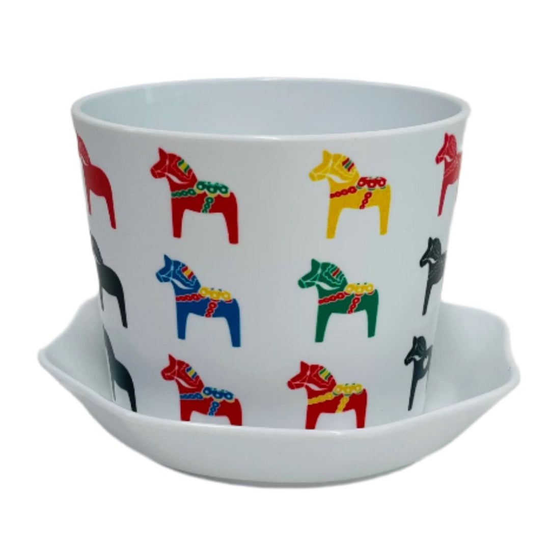 Flower pot - Multi color Dala horses