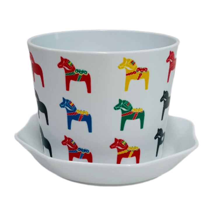 Flower pot - Multi color Dala horses