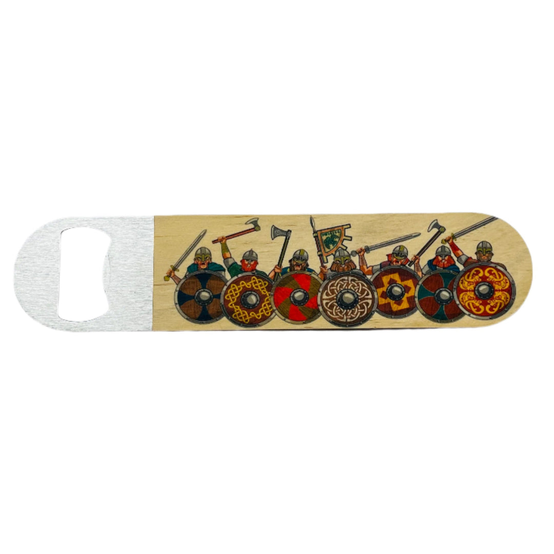 Bottle Opener - Stainless Steel with Wooden Handle - Viking attack