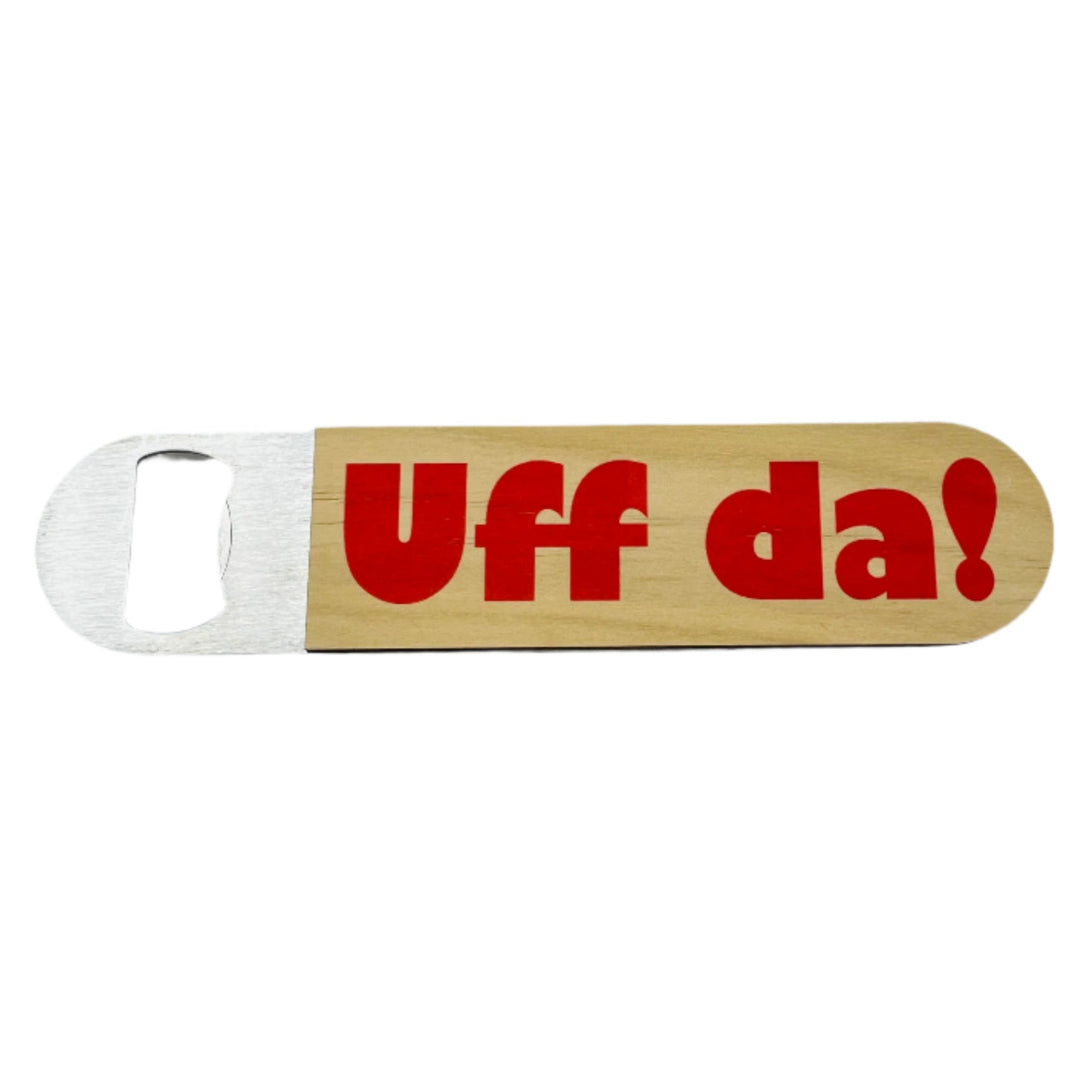 Bottle Opener - Stainless Steel with Wooden Handle Uff da!
