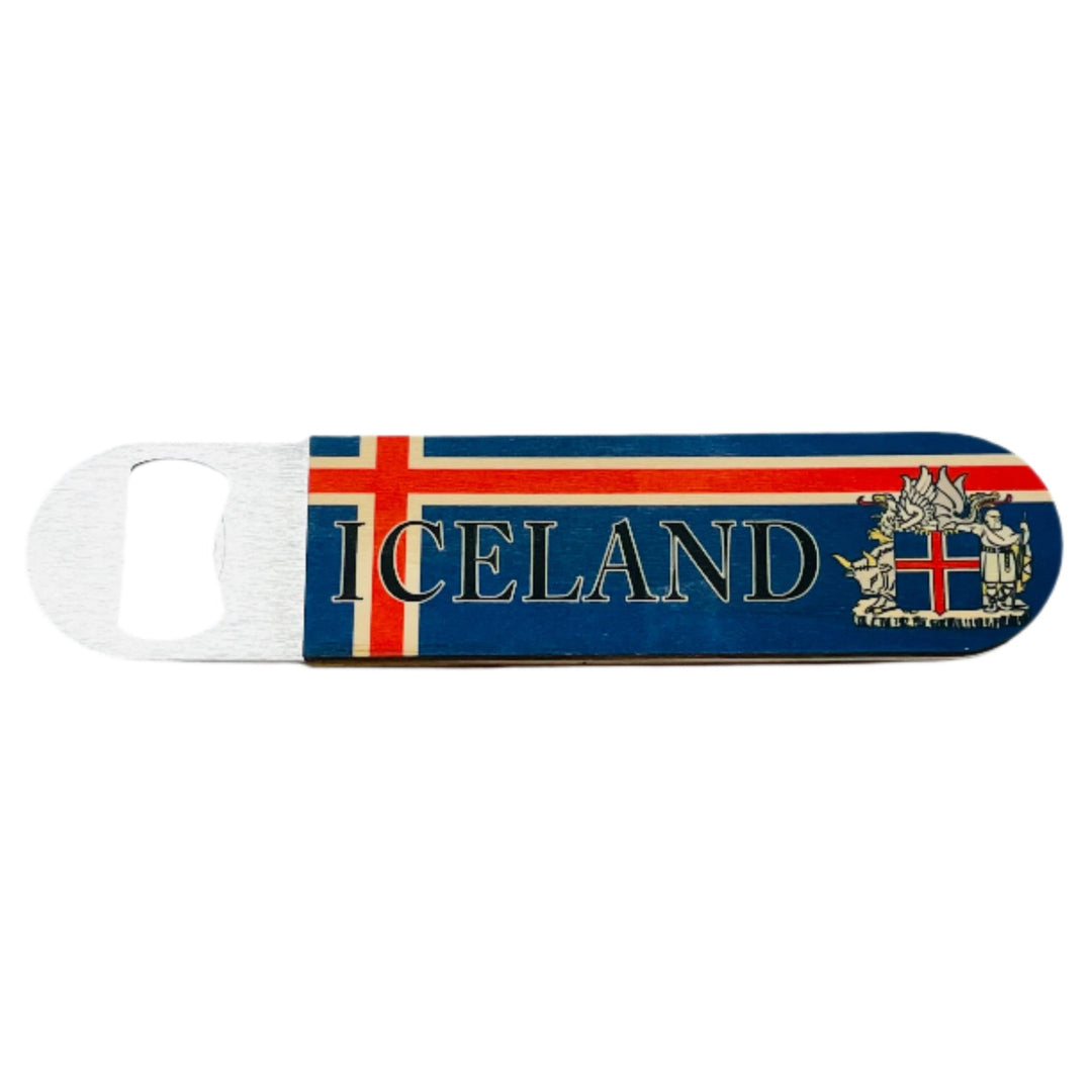 Bottle Opener - Stainless Steel with Wooden Handle Iceland Crest