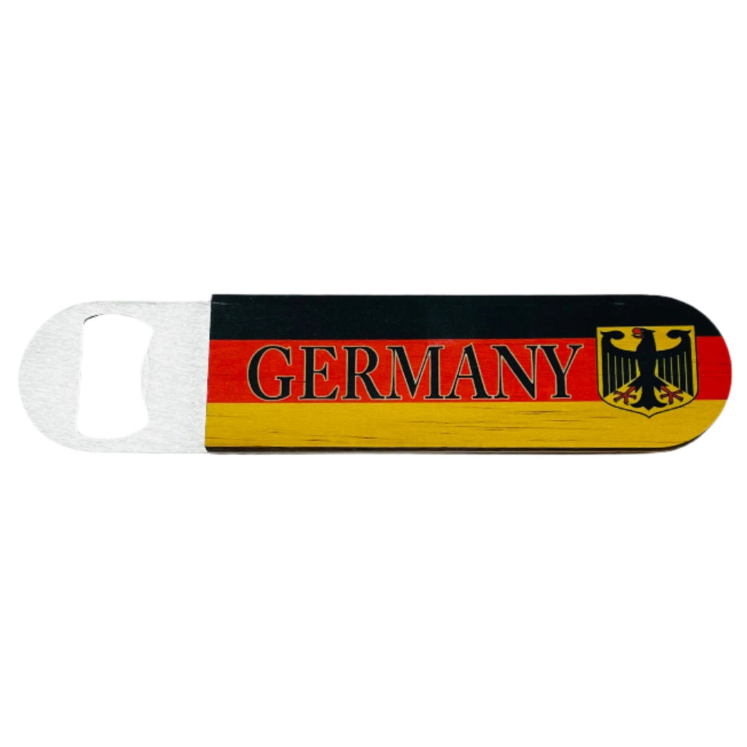 Bottle Opener - Stainless Steel with Wooden Handle Germany Crest
