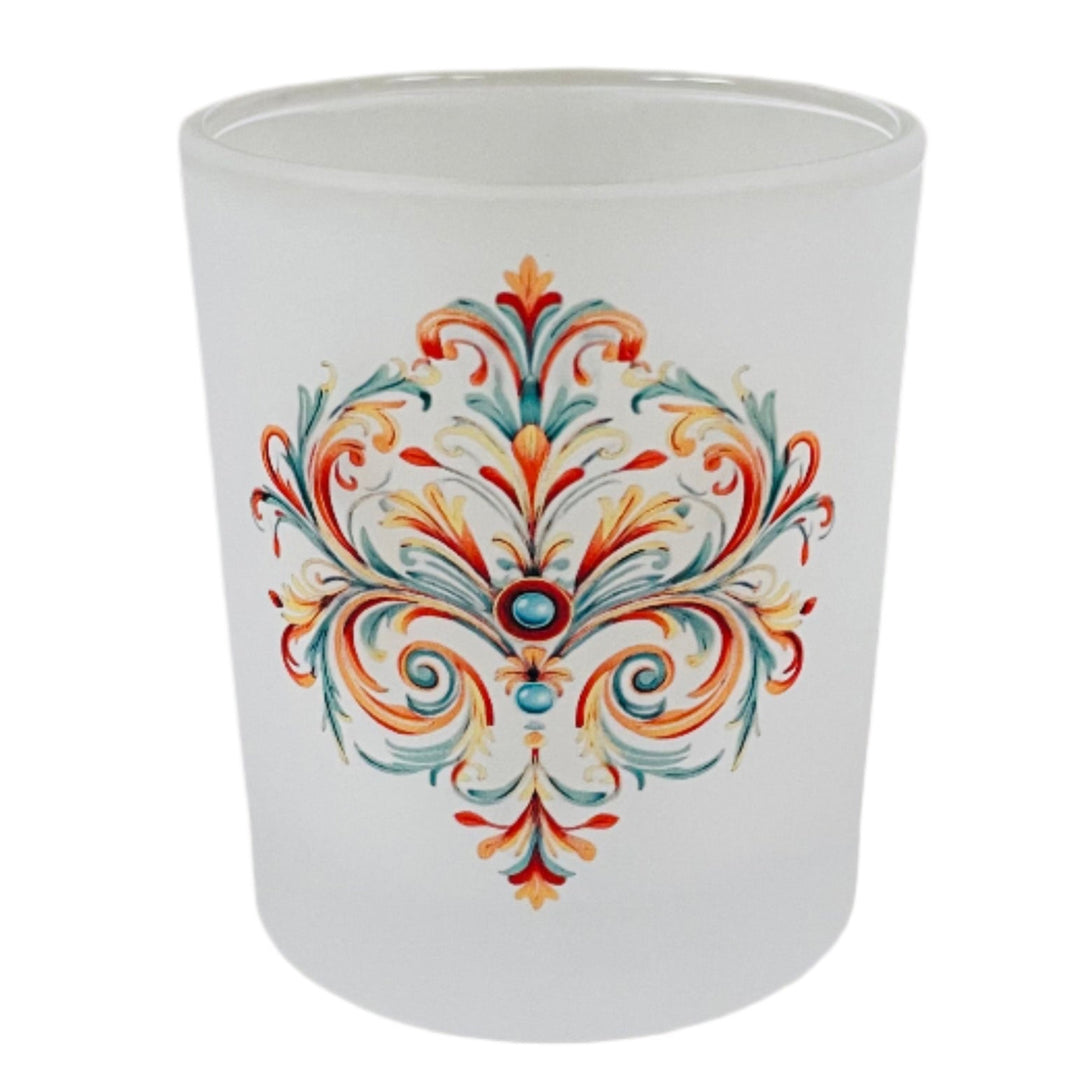 Frosted Glass Votive - Rosemaling