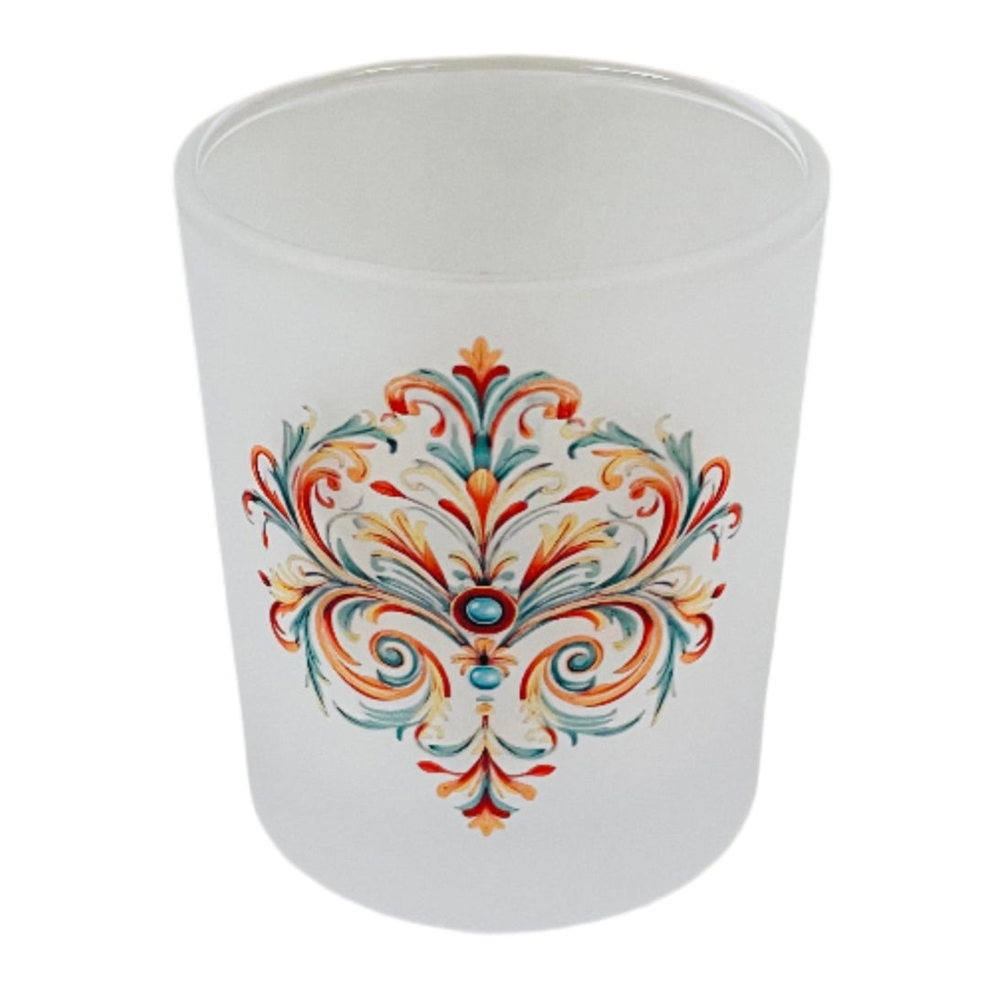 Frosted Glass Votive - Rosemaling