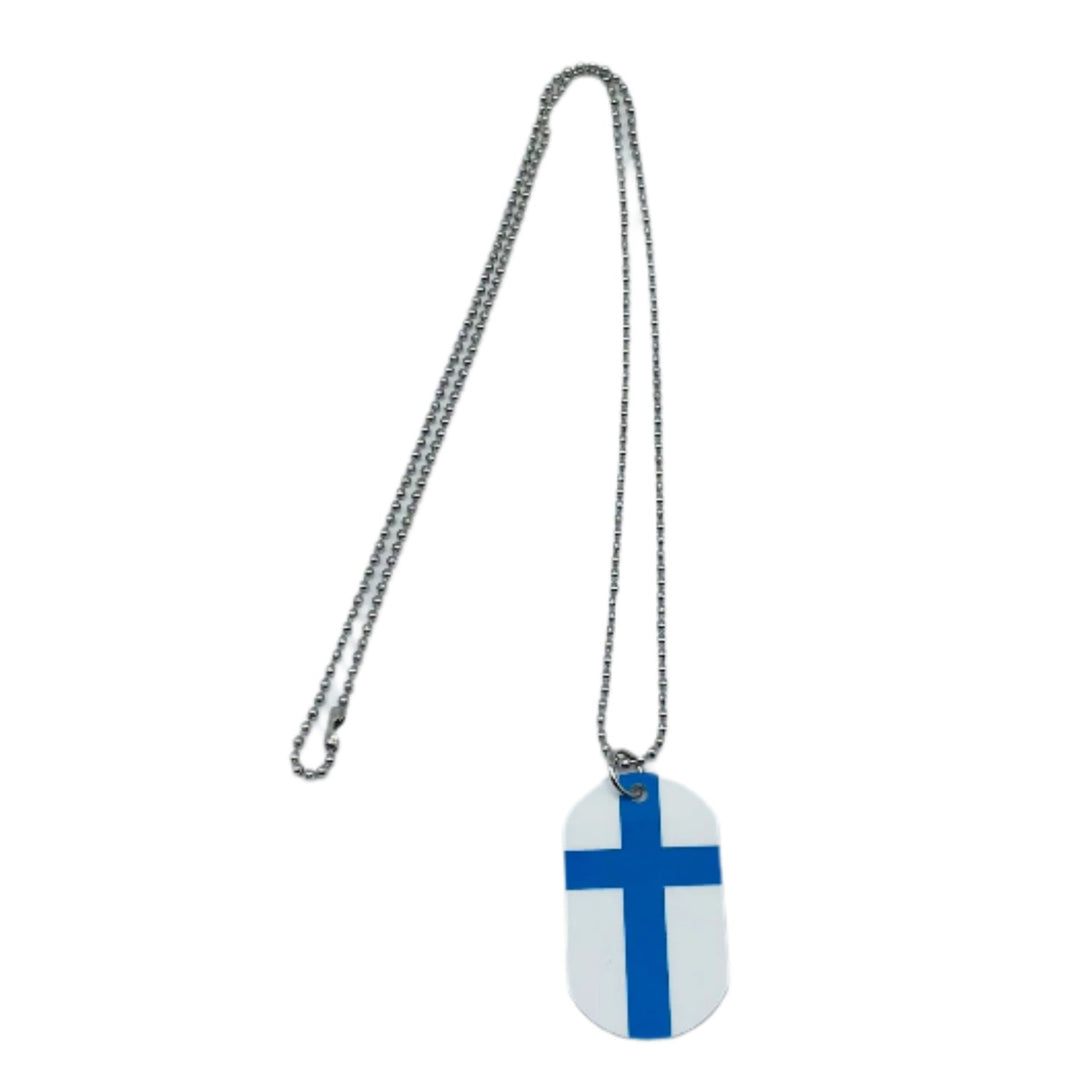 Finland Flag Dog Tag Necklace Pendant