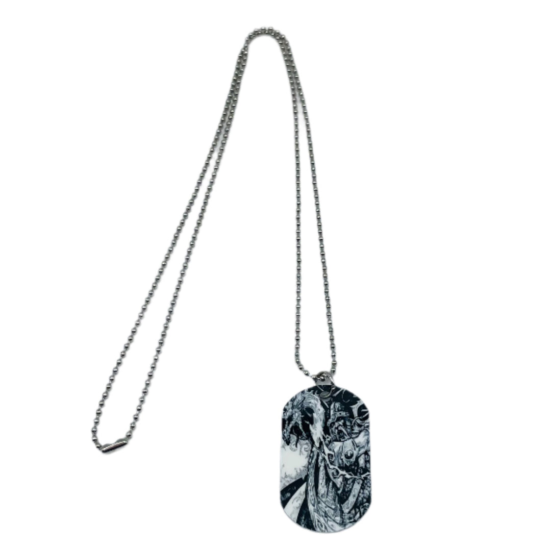 Viking Fighting Dragon Dog Tag Necklace Pendant