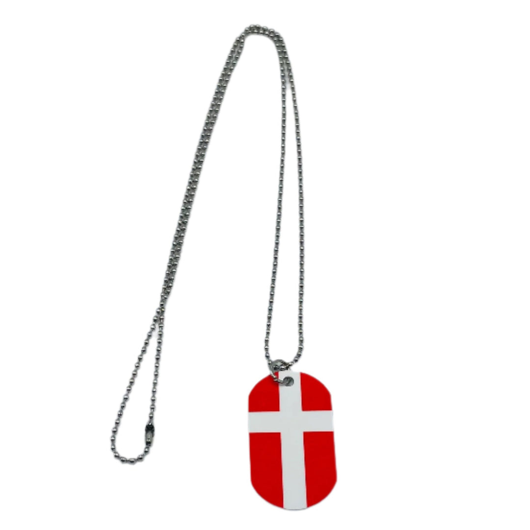 Denmark Flag Dog Tag Necklace Pendant